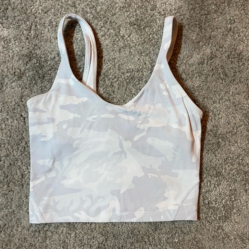 brand new barely worn white camo lululemon align tank !!